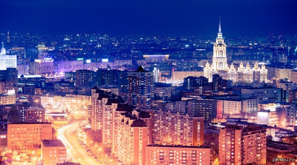 Ночная Москва. | Пикабу