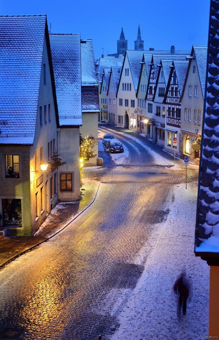 Вечер на немецком языке. Роттенбург. Зима в городе. Зимняя улица. Зима в Германии.