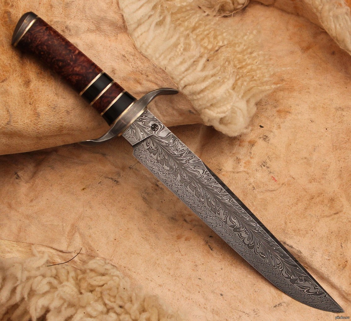 Нож Боуи дамасская сталь