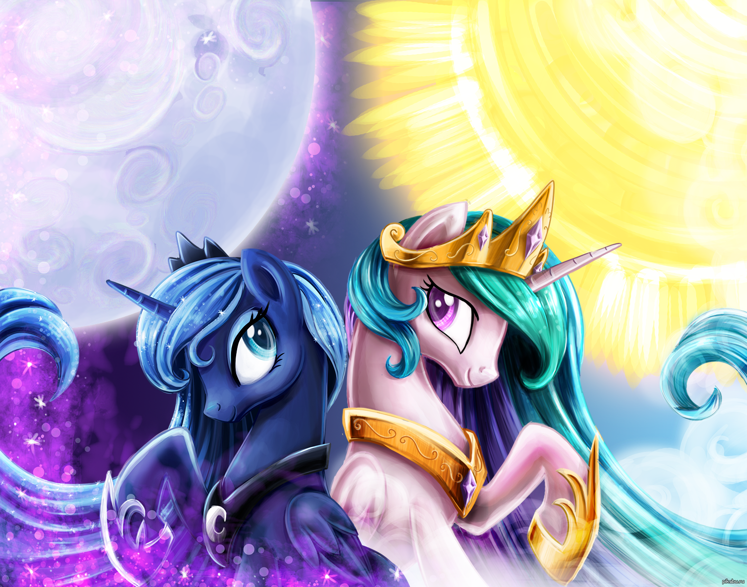 Мой маленький пони магия принцесс последняя версия. My little Pony Луна и Селестия. Пони принцесса Луна и Селестия. My little Pony принцесса Селестия и Луна. Принцесса Луна и её сестра принцесса Селестия.
