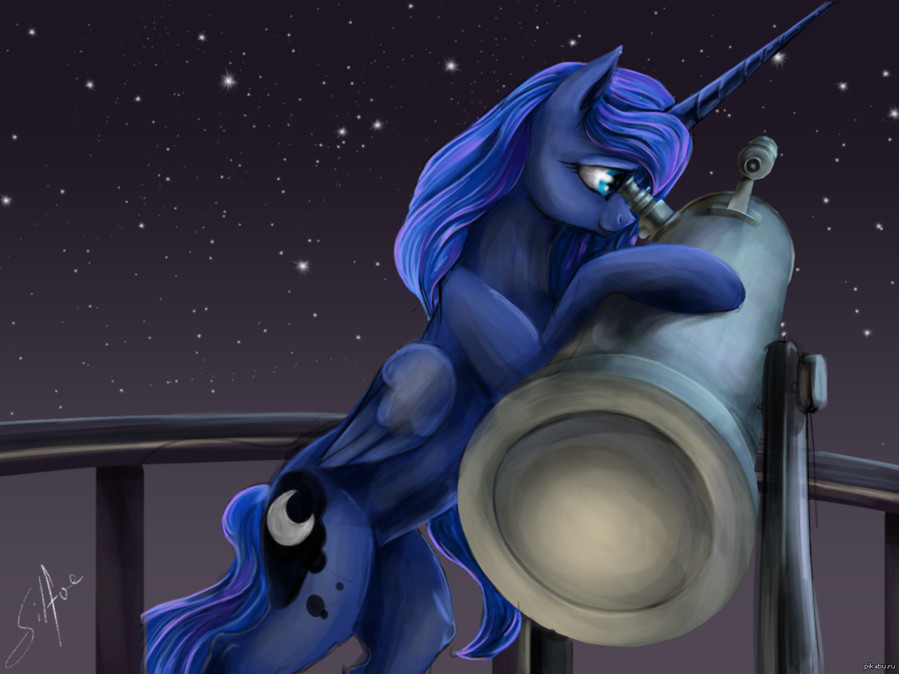 У Луны телескоп круче, чем у Твай, My Little Pony, Princess Luna, Картинки.