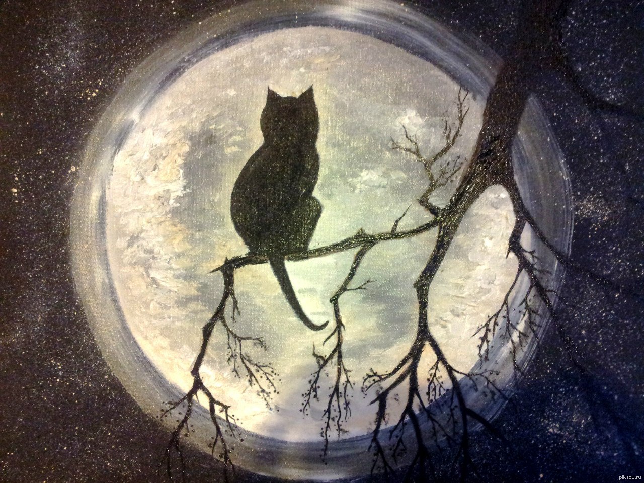 «Кот на луне» картина Антонова Романа маслом на холсте — купить на конференц-зал-самара.рф
