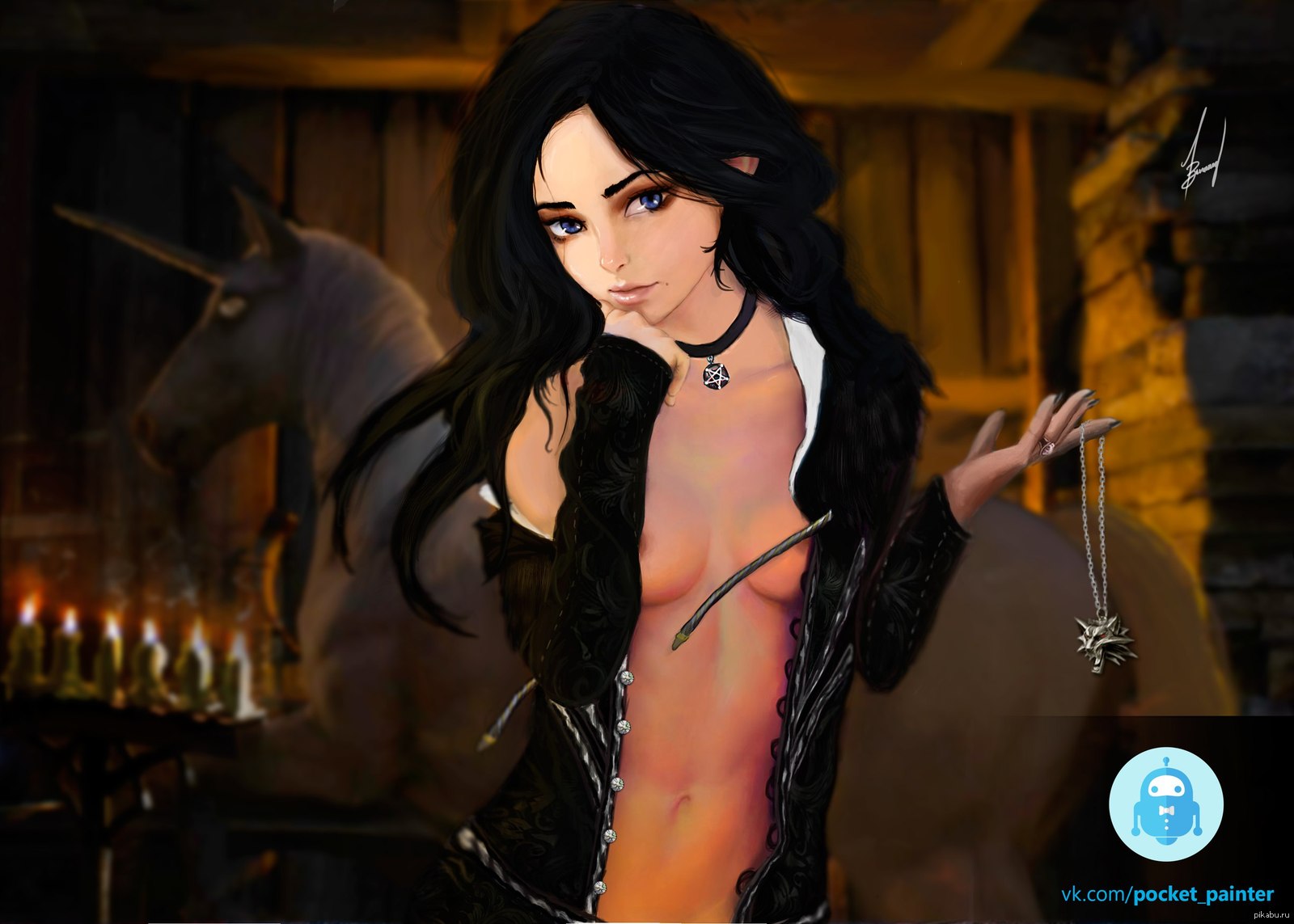 The Witcher - Yennefer (The Witcher - Yennefer) - NSFW, My, , Drawing, Anime, Anime art, Witcher, Images, Art, Games