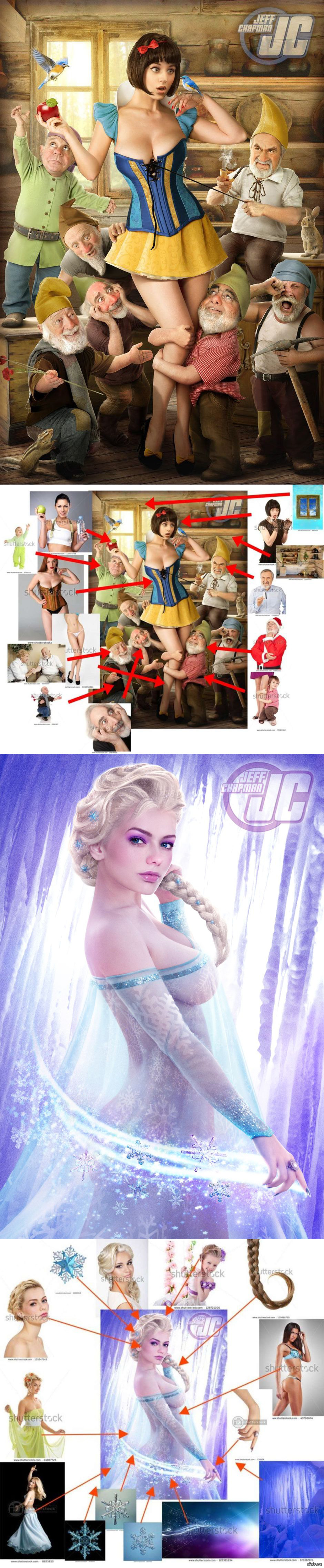 How it's done... - NSFW, Photoshop master, Elsa, Snow White and the Seven Dwarfs, Longpost