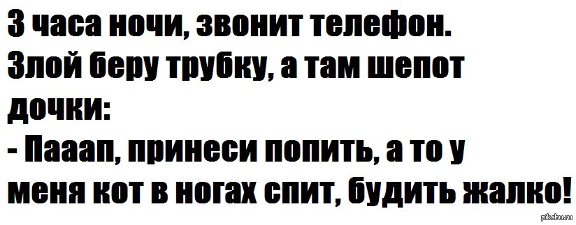 Зачем ночью звонил. 3 Часа ночи звонит телефон злой беру. Папа принеси воды кота будить жалко.