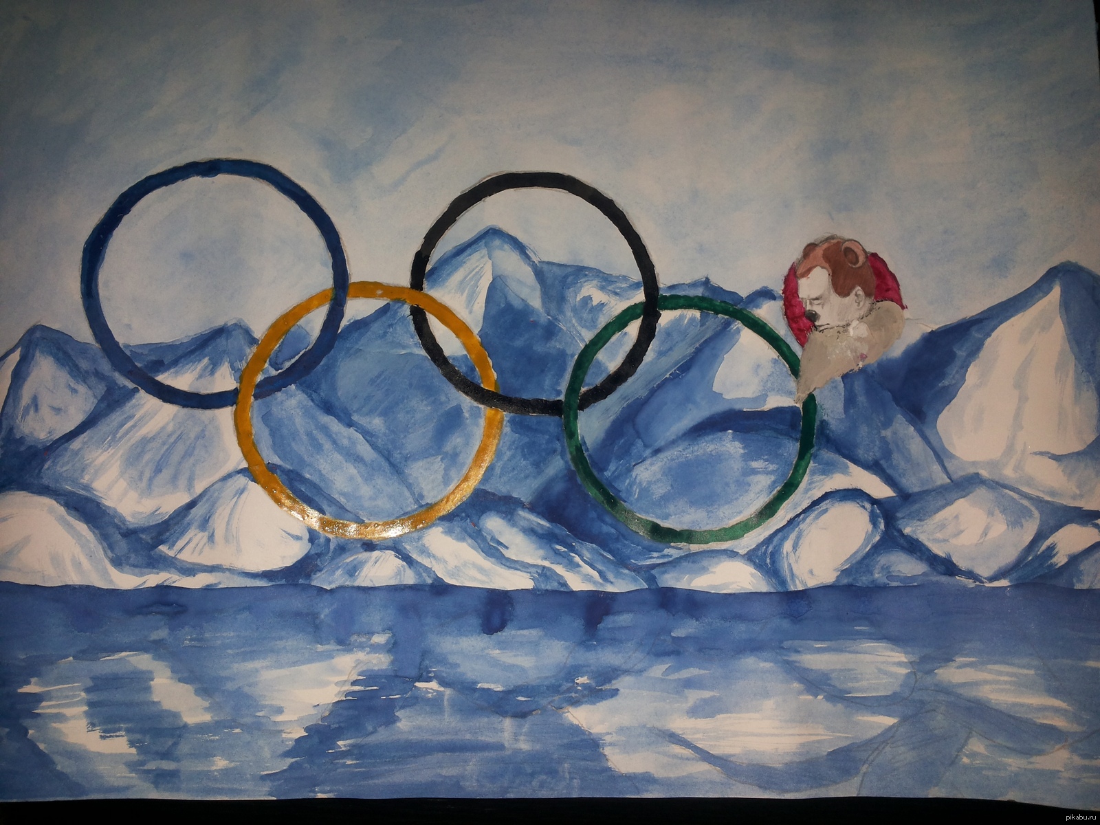 Олимпийские кольца на стене роспись