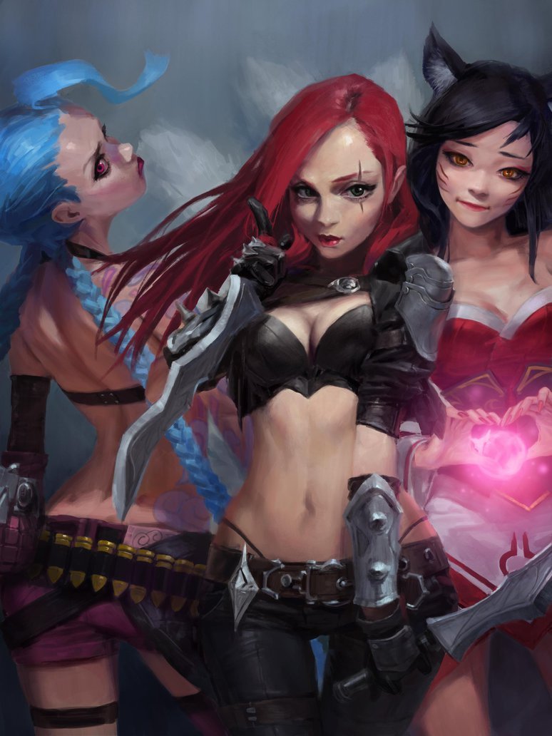 Lol Fanart by totorrl - Арт, Игры, League of Legends, Katarina, Jinx, Ahri, Park Pyeongjun