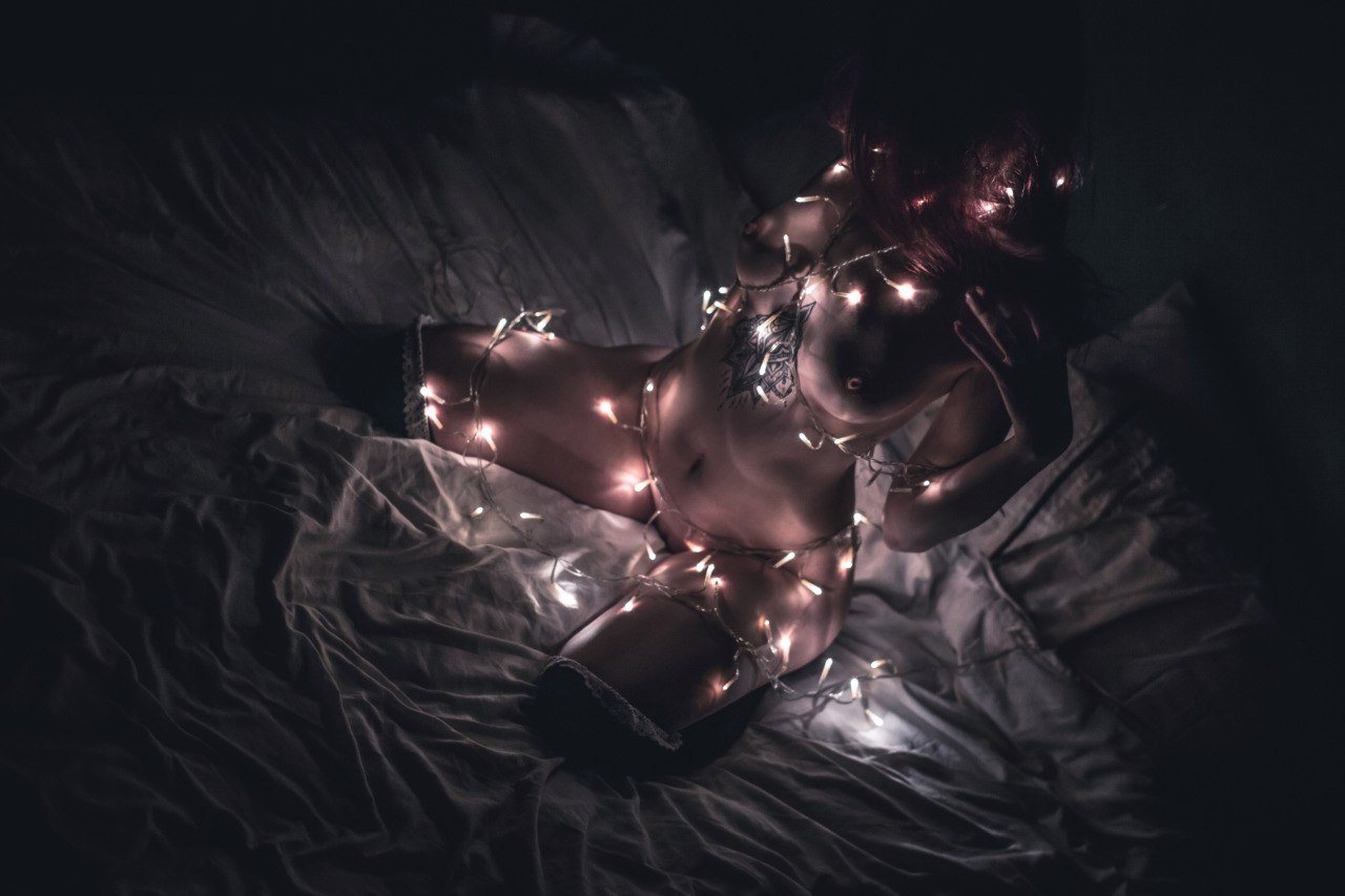 Festive Attire [Festive attire] - NSFW, Festive, Knee socks, Strawberry, Girls, Bed, Tenderness, Longpost, Erotic