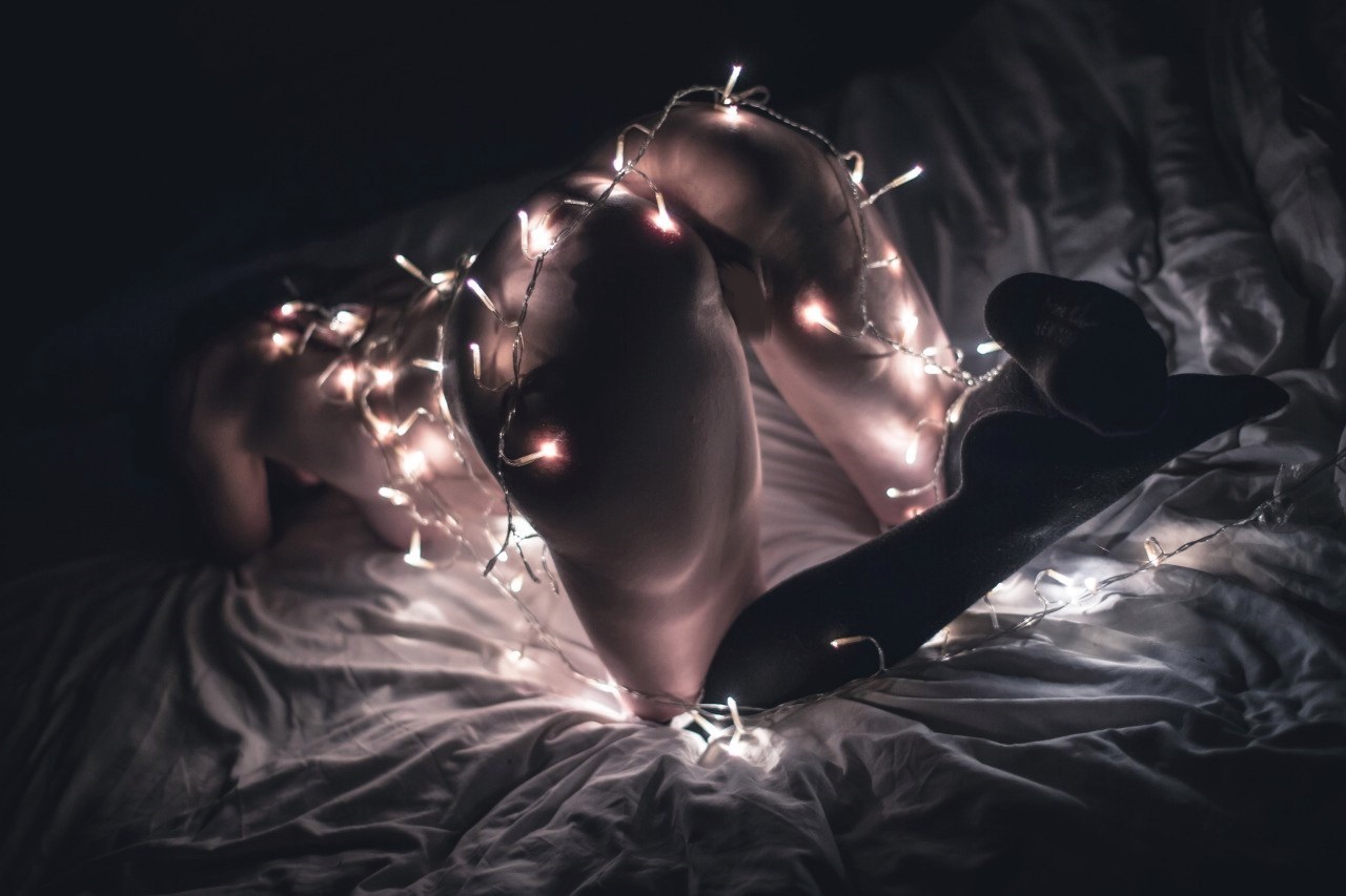 Festive Attire [Festive attire] - NSFW, Festive, Knee socks, Strawberry, Girls, Bed, Tenderness, Longpost, Erotic