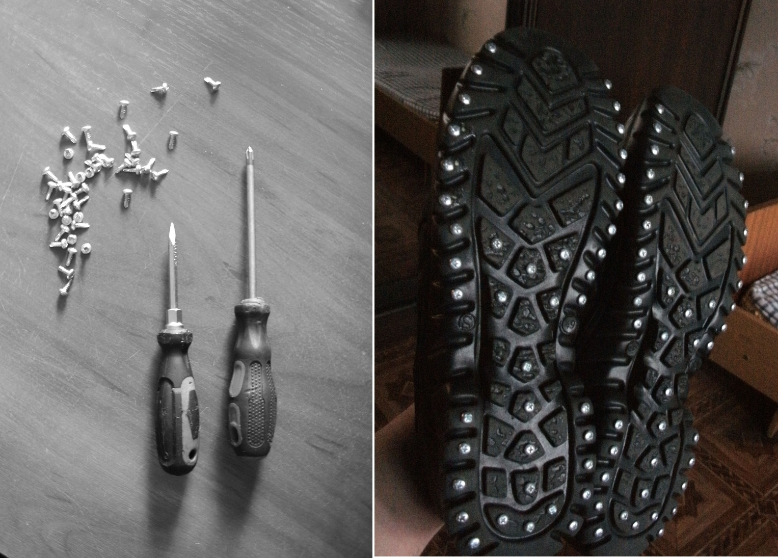 Радикальное решение проблемы ГОЛОЛЕДА (или кроссовки с шипами 49 размера) |  Пикабу