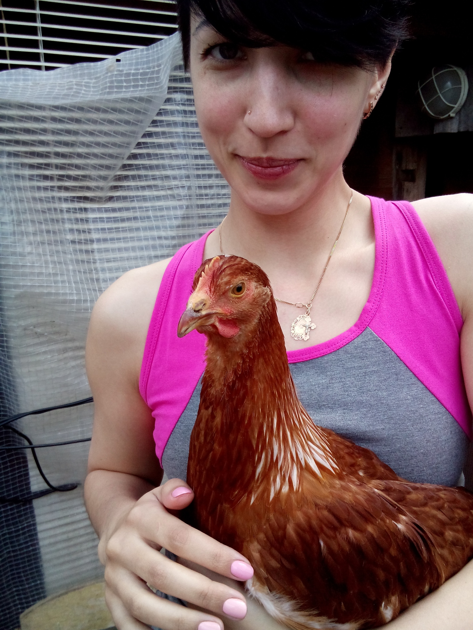 That feeling when a chicken is more photogenic than you - My, Hen, Sister, Grandmother's chicken, Sisters