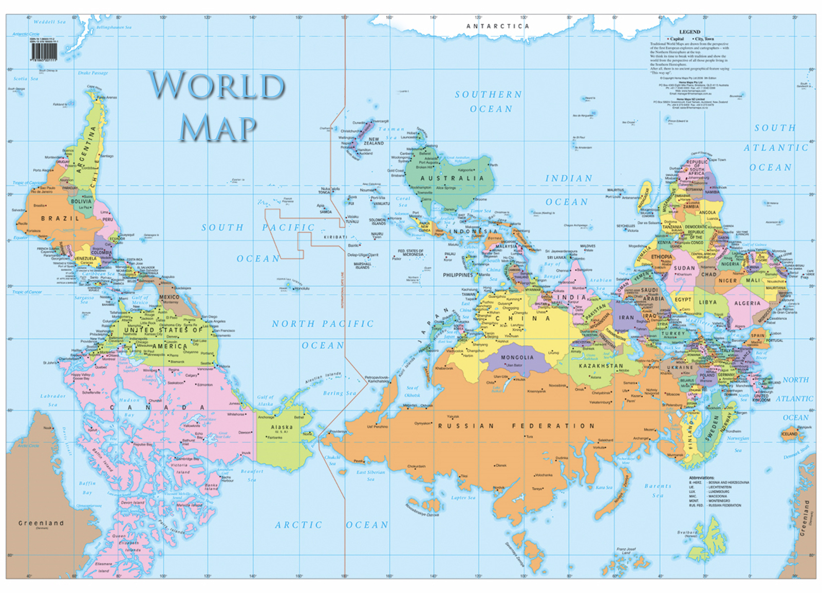 Карта Мира для США, Канады, Австралии.