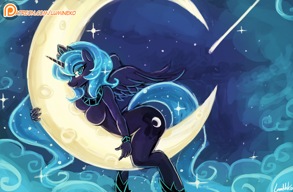 Filly on the moon - Lumineko, PonyArt, Anthro, MLP Suggestive, Princess luna, My little pony, NSFW