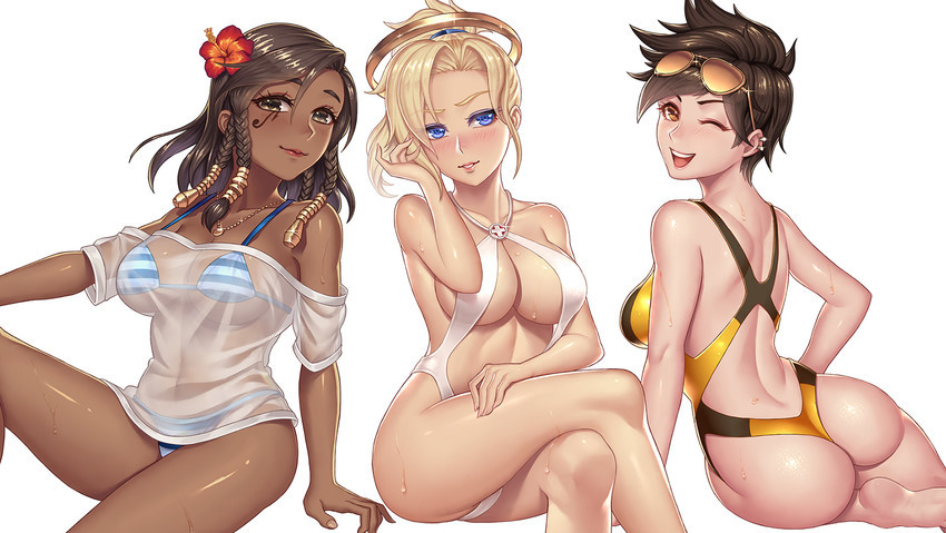 Overwatch - Mercy, Pharah, Tracer, Overwatch, Anime, Not anime