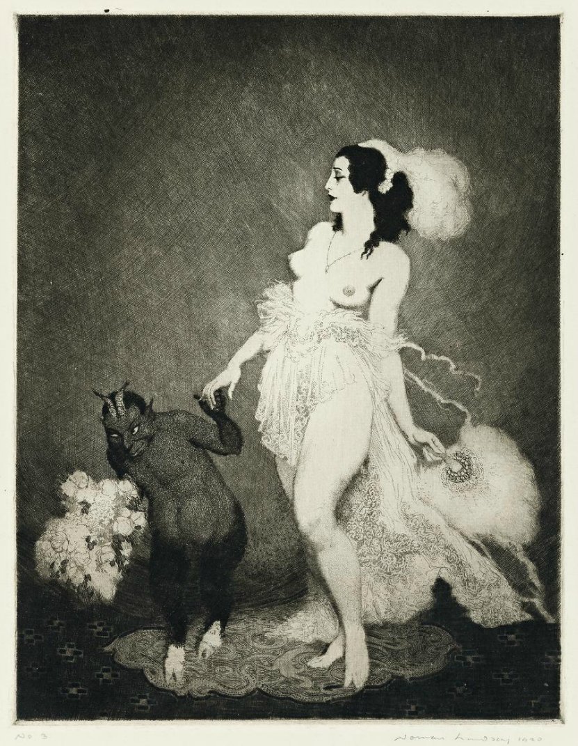 Erotic phantasmagoria by artist Norman Lindsay - NSFW, , Painting, Satyr, Fantasy, Longpost