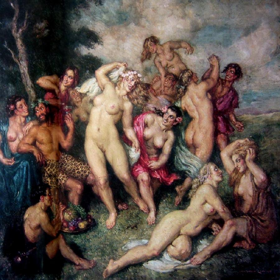 Erotic phantasmagoria by artist Norman Lindsay - NSFW, , Painting, Satyr, Fantasy, Longpost