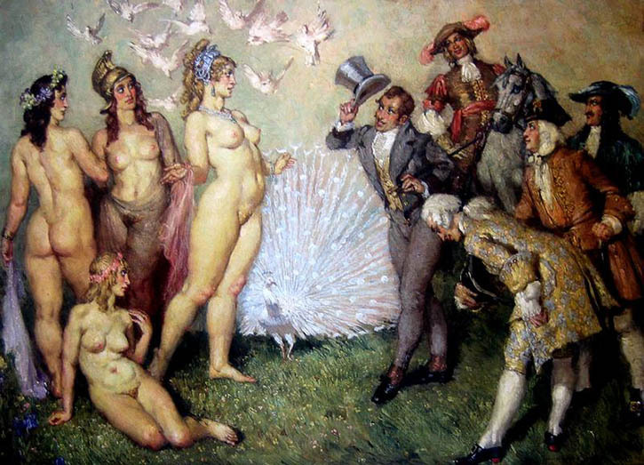 Erotic phantasmagoria by artist Norman Lindsay - NSFW, , Painting, Satyr, Fantasy, Longpost