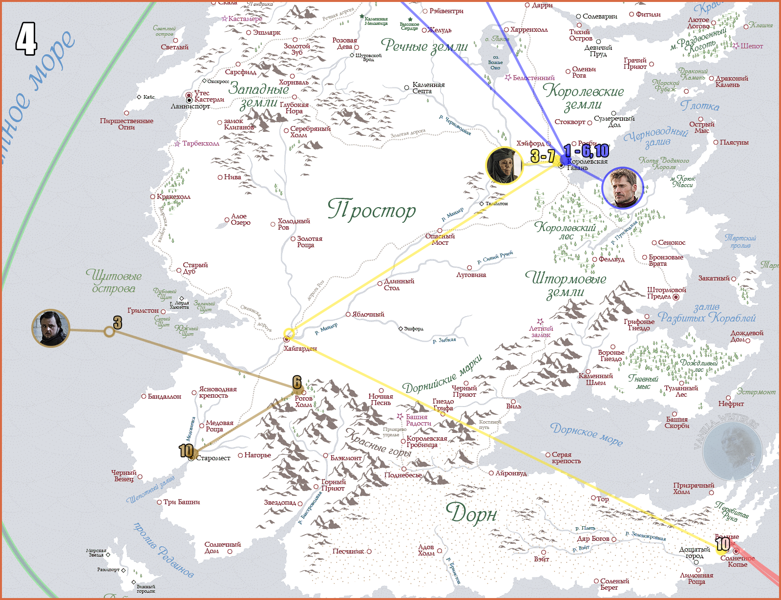 Карта передвижений персонажей Игры Престолов в 6 сезоне | Пикабу
