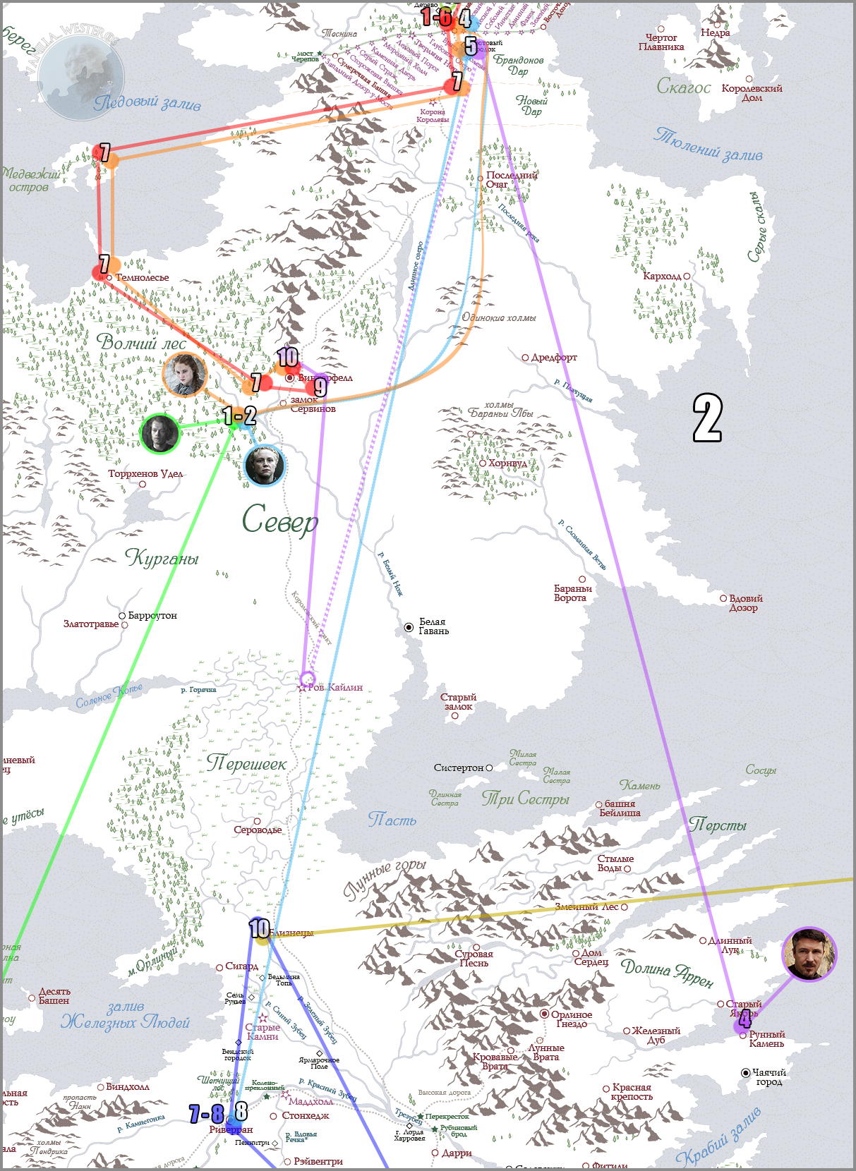 Карта передвижений персонажей Игры Престолов в 6 сезоне | Пикабу