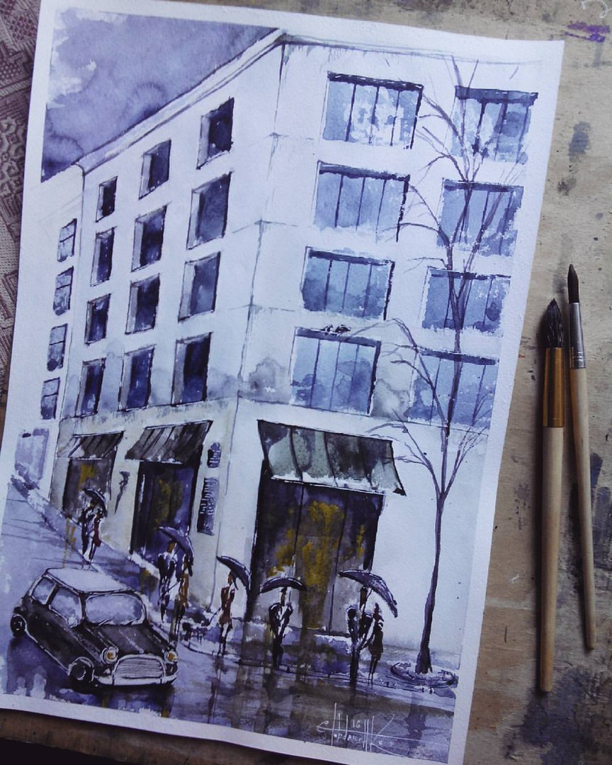 Watercolor London - My, Watercolor, Painting, Drawing, Art, Inspiration, Artist, Creation, Painting