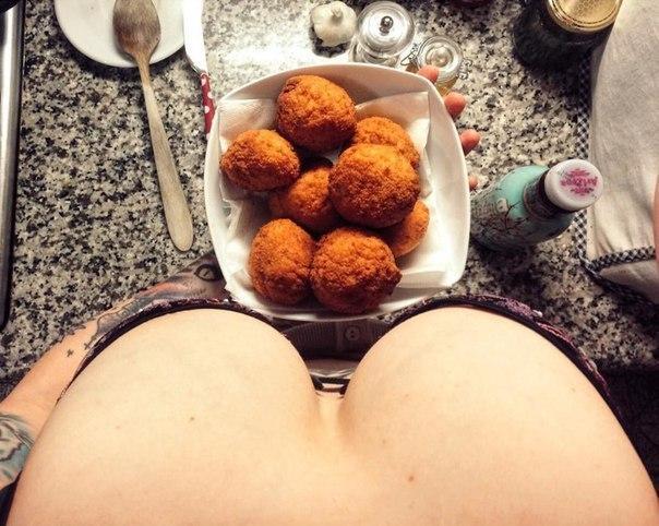 Food through the eyes of women - NSFW, Food, Boobs, Photo, View from above, Longpost