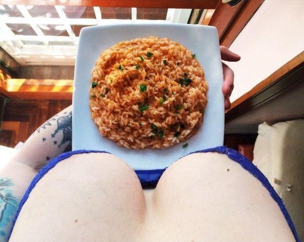 Food through the eyes of women - NSFW, Food, Boobs, Photo, View from above, Longpost