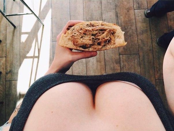 Food through the eyes of women - NSFW, Food, Boobs, Photo, View from above, Longpost