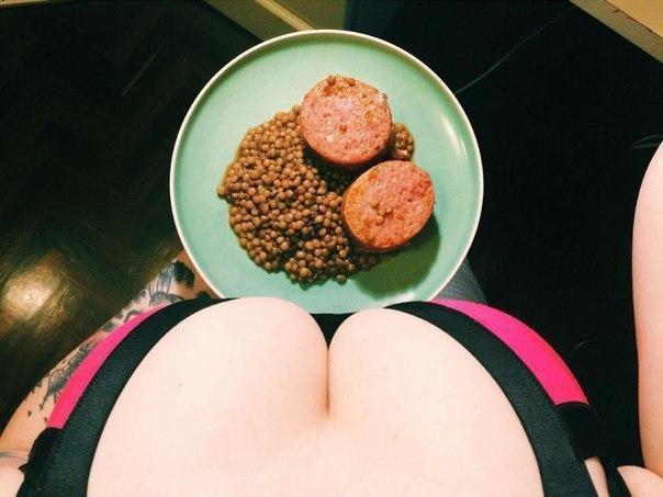 Food through the eyes of women - NSFW, Food, Boobs, Photo, View from above, Longpost