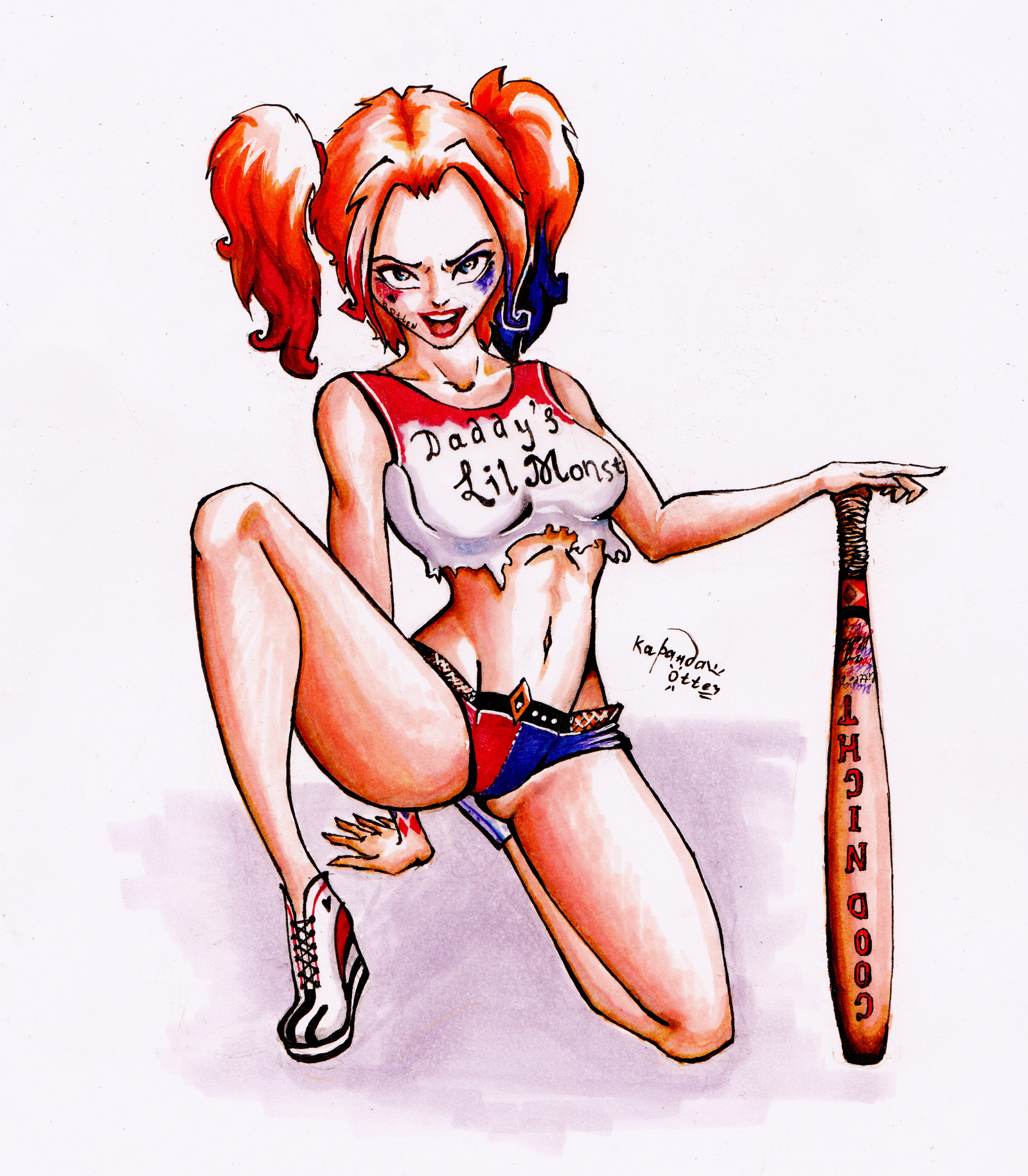 Suicide Squad, with the premiere! - My, Art, My, Drawing, Harley quinn, Suicide Squad, Joker, Marker