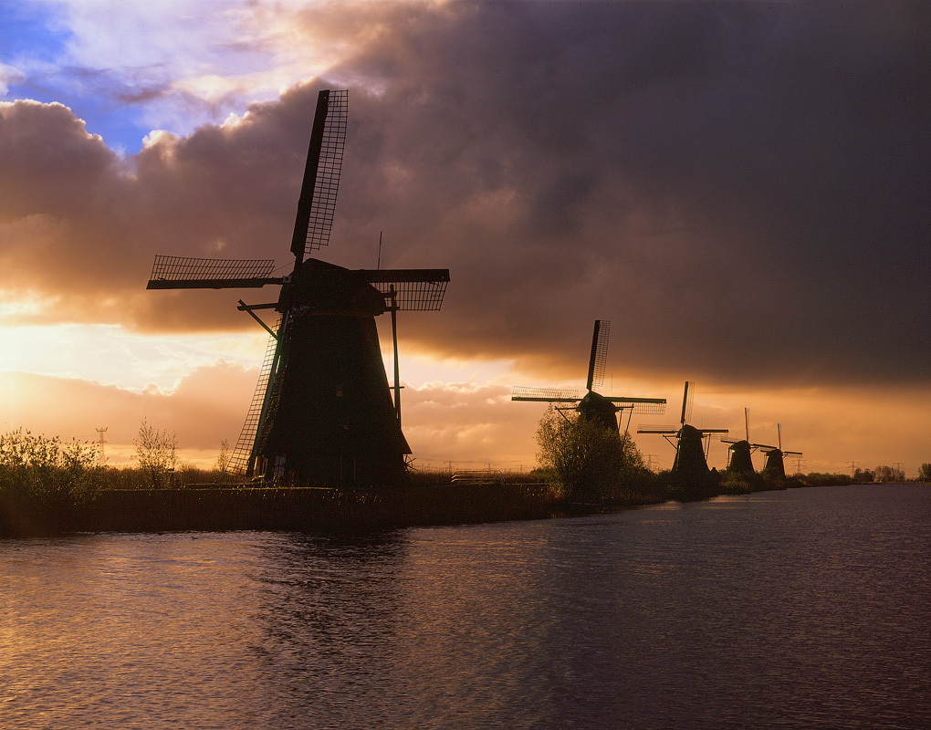 Windmills at dawn - My, Mill, Netherlands, Film, dawn, Photo, Travels, Netherlands (Holland)