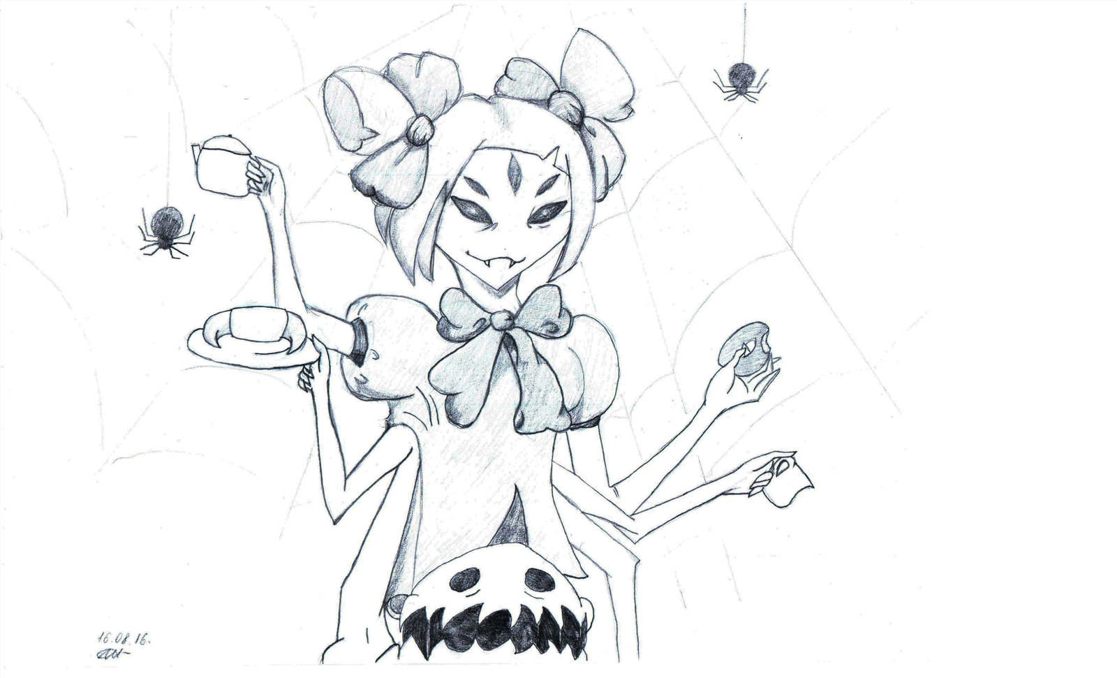 Muffet - My, Undertale, Muffet, Game art, Longpost