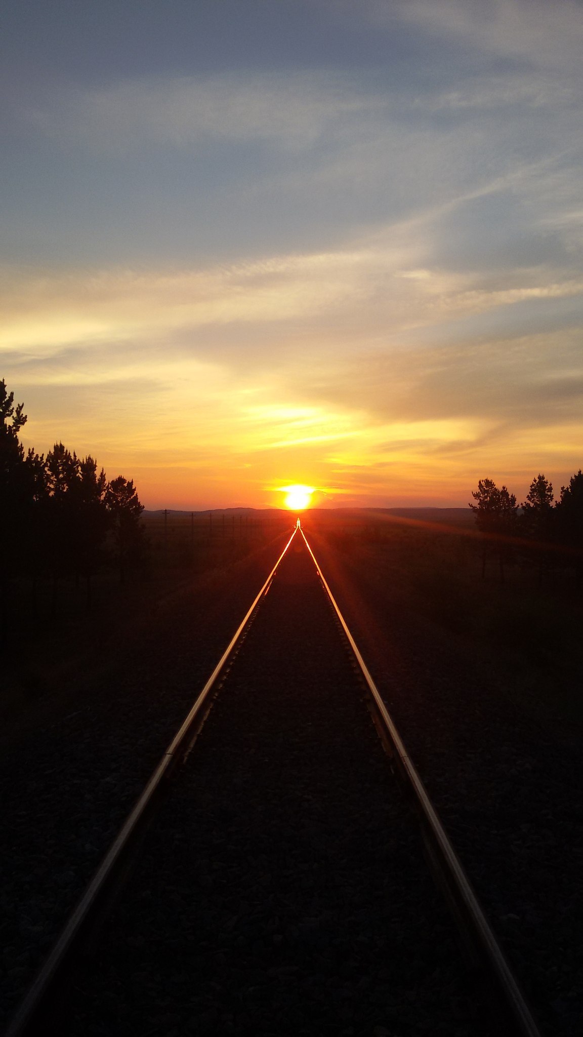 Railroad at dawn - My, Railway, The sun, Morning, dawn, Transbaikalia