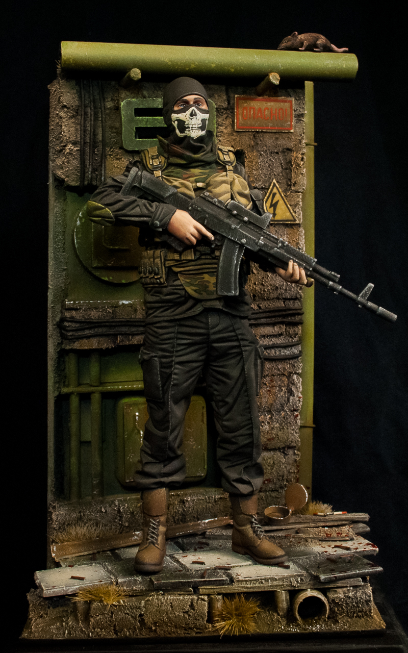 Stalker - mercenary - My, Miniature, Modeling, Stalker, Painting, , Kalashnikov, Longpost