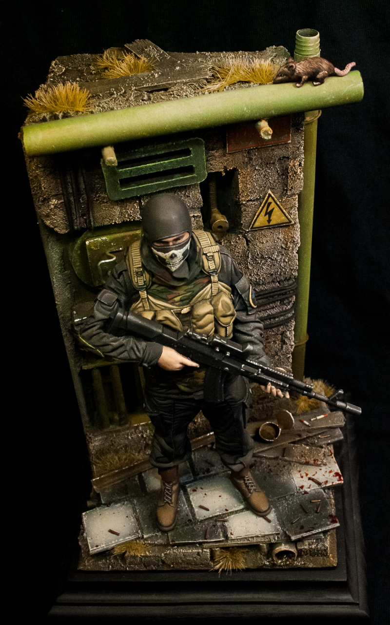 Stalker - mercenary - My, Miniature, Modeling, Stalker, Painting, , Kalashnikov, Longpost