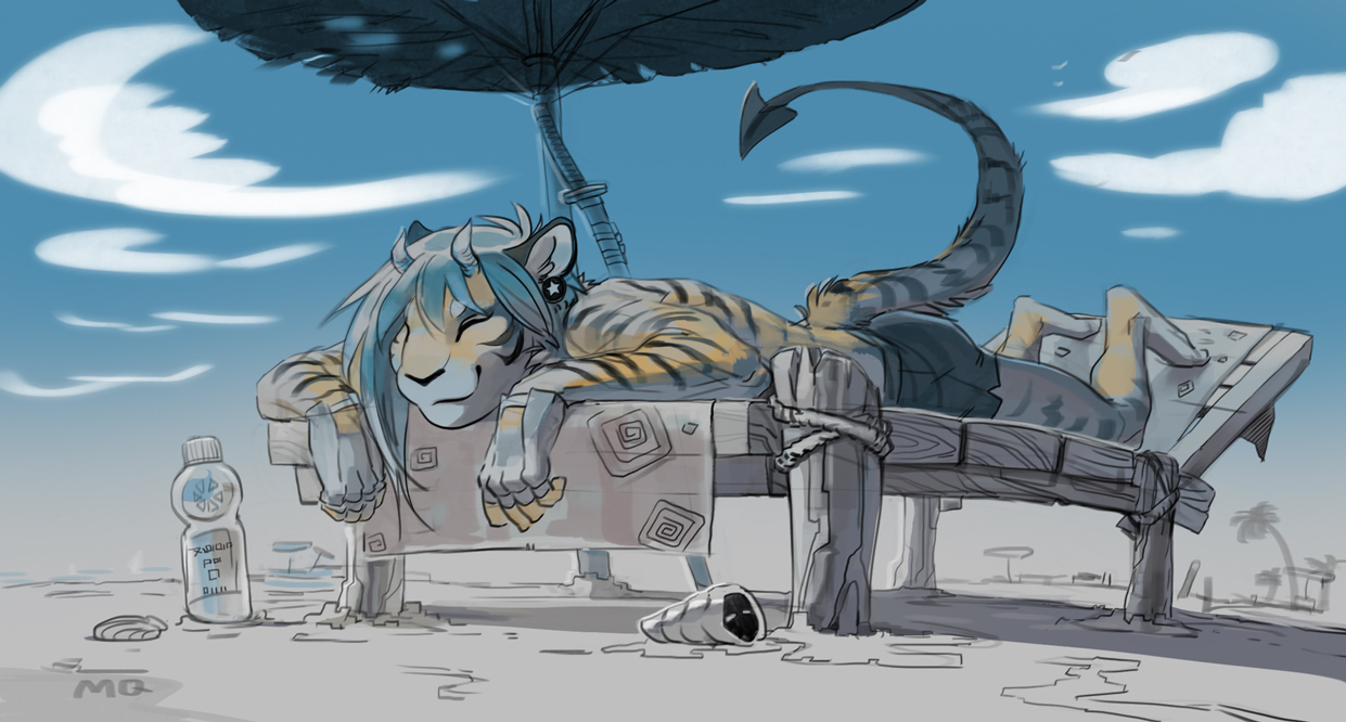 Color sketches - Melloque, Furry, Art, Sketch, Tiger, Dog, cat, Longpost