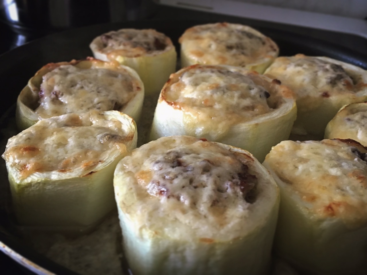 Delicious zucchini with meat and cheese cap. - , Recipe, Zucchini, Ground meat, Cheese, Longpost, Cooking, Culinary minced meat