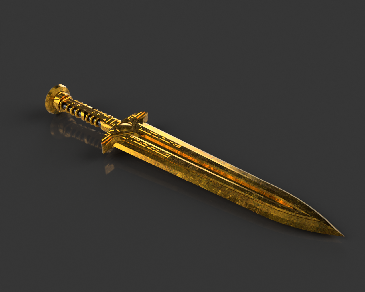 Here come the textures! - My, Skyrim, Textures, 3D, 3D modeling, Dwemers, Dagger, Fusion 360, Render, Longpost, The Elder Scrolls V: Skyrim