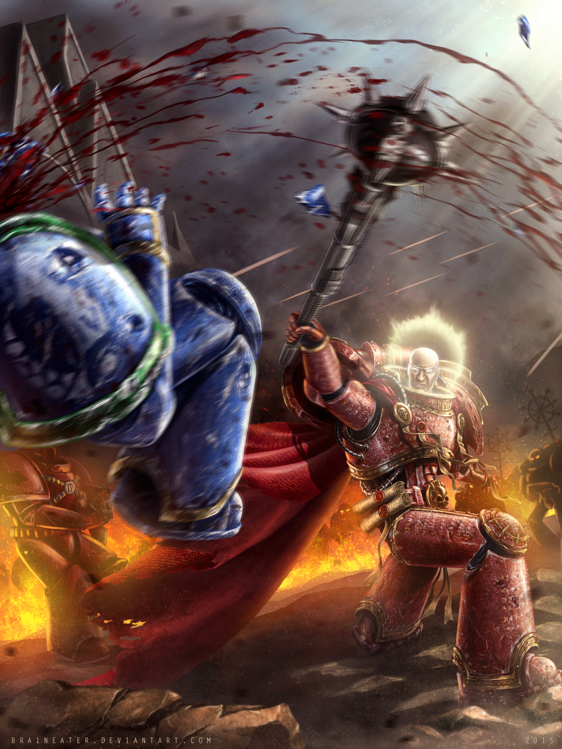 Lorgar's blow. - Warhammer 30k, Word bearers, Ultramarines, Lorgar, Warhammer, Art