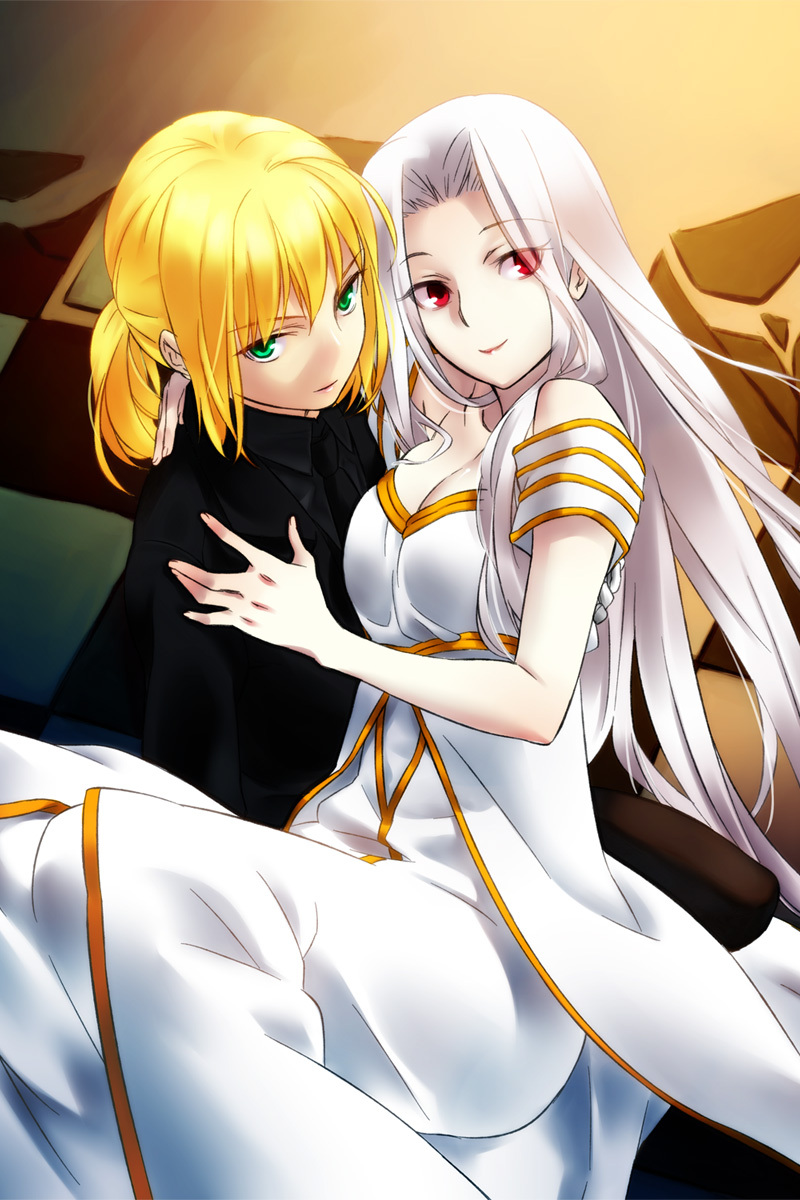 And some more cuteness - Anime art, Anime, Fate, Fate Zero, Saber, Irisviel Von Einzbern, Longpost