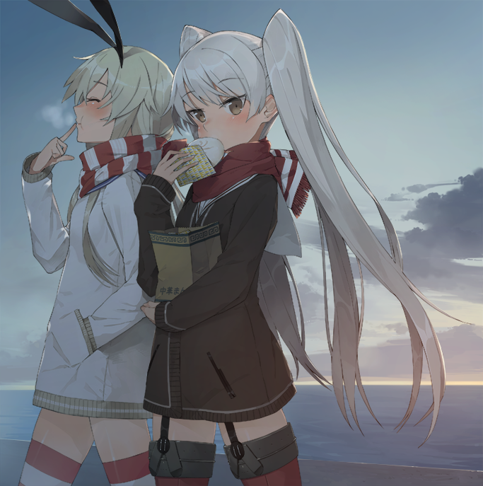 Вечерняя прогулка - Shimakaze, Amatsukaze, Kantai Collection, Аниме, Anime Art