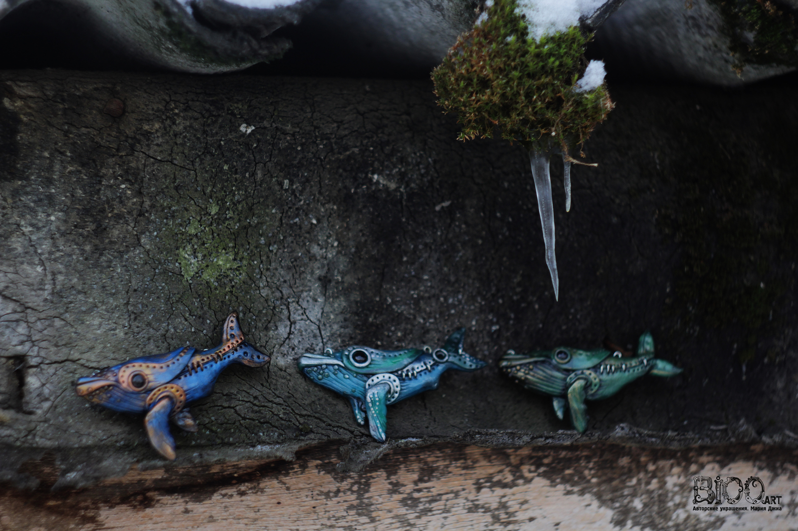 Whales in the style of biomechanics. Pendants. - My, Whale, Biomechanics, Polymer clay, Pendant, Longpost