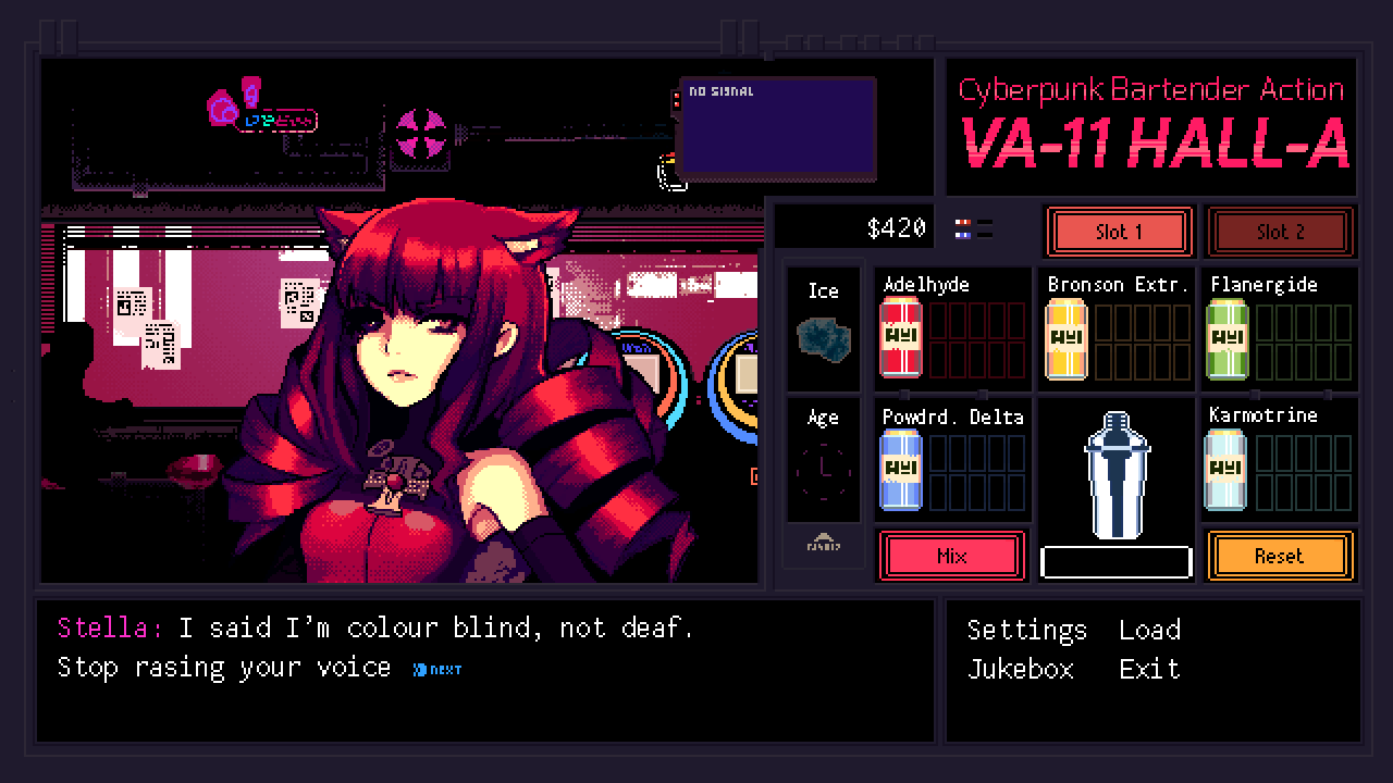 VA-11 HALL-A, симулятор бармена в мире киберпанковой дистопии | Пикабу