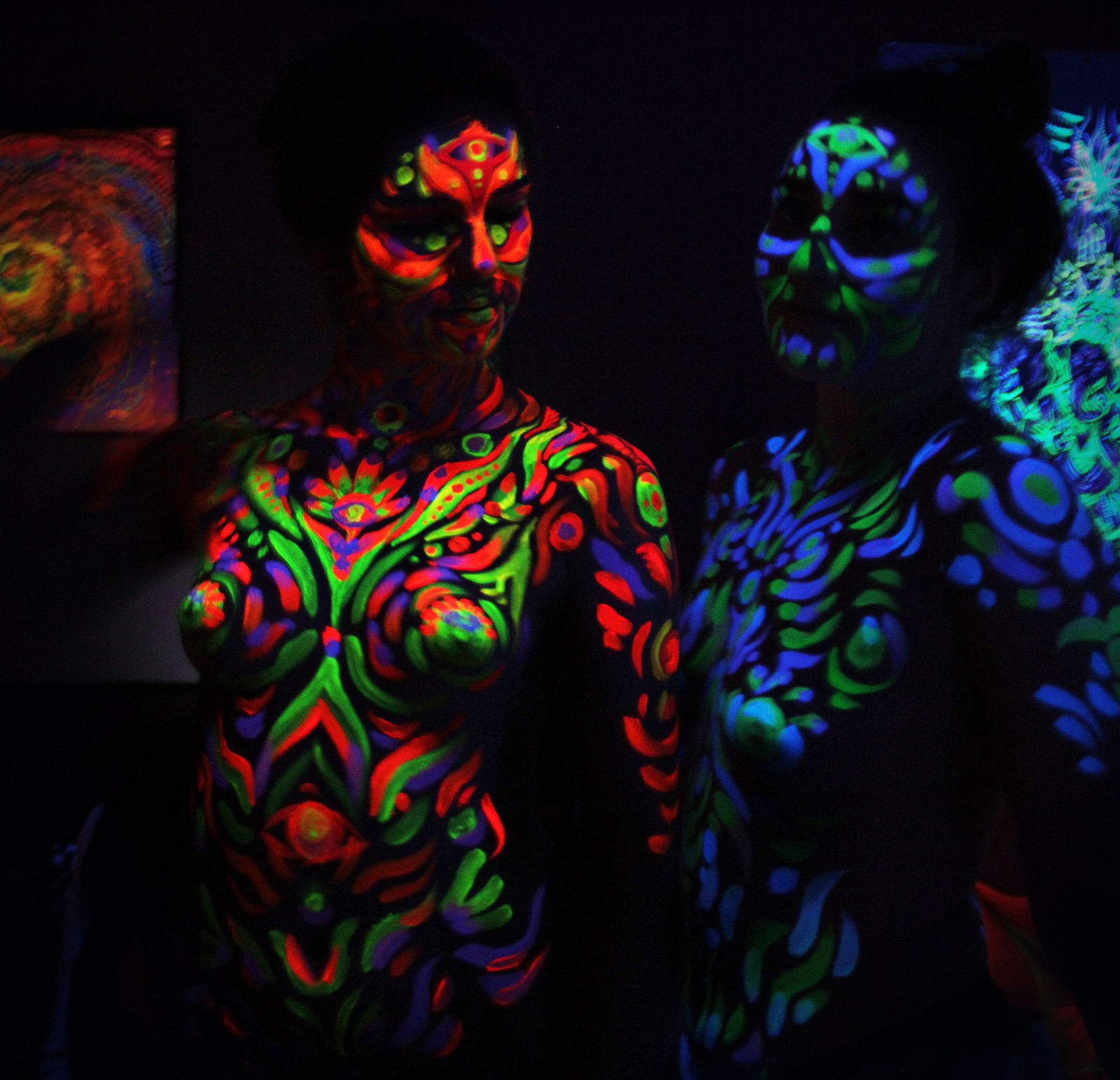 Fluorescent body painting - My, Bodypainting, Fluorescence, Creation, Art, , Longpost