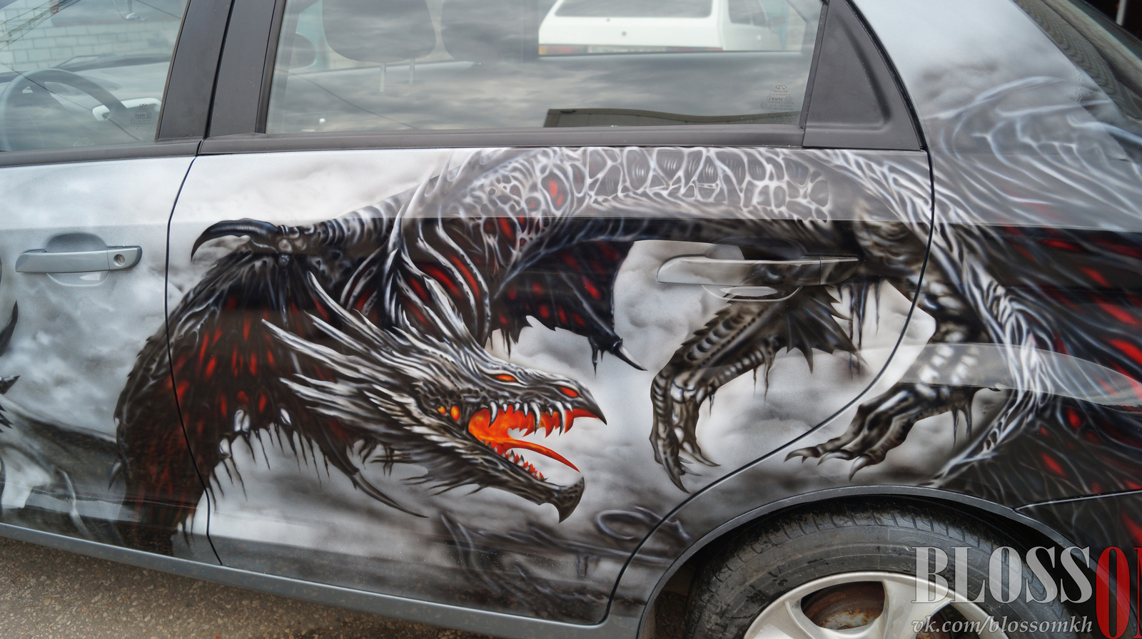 Protected by dragons - My, Airbrushing, Car, The Dragon, Blossom, Art, Fantasy, Drawing, Painting, Longpost