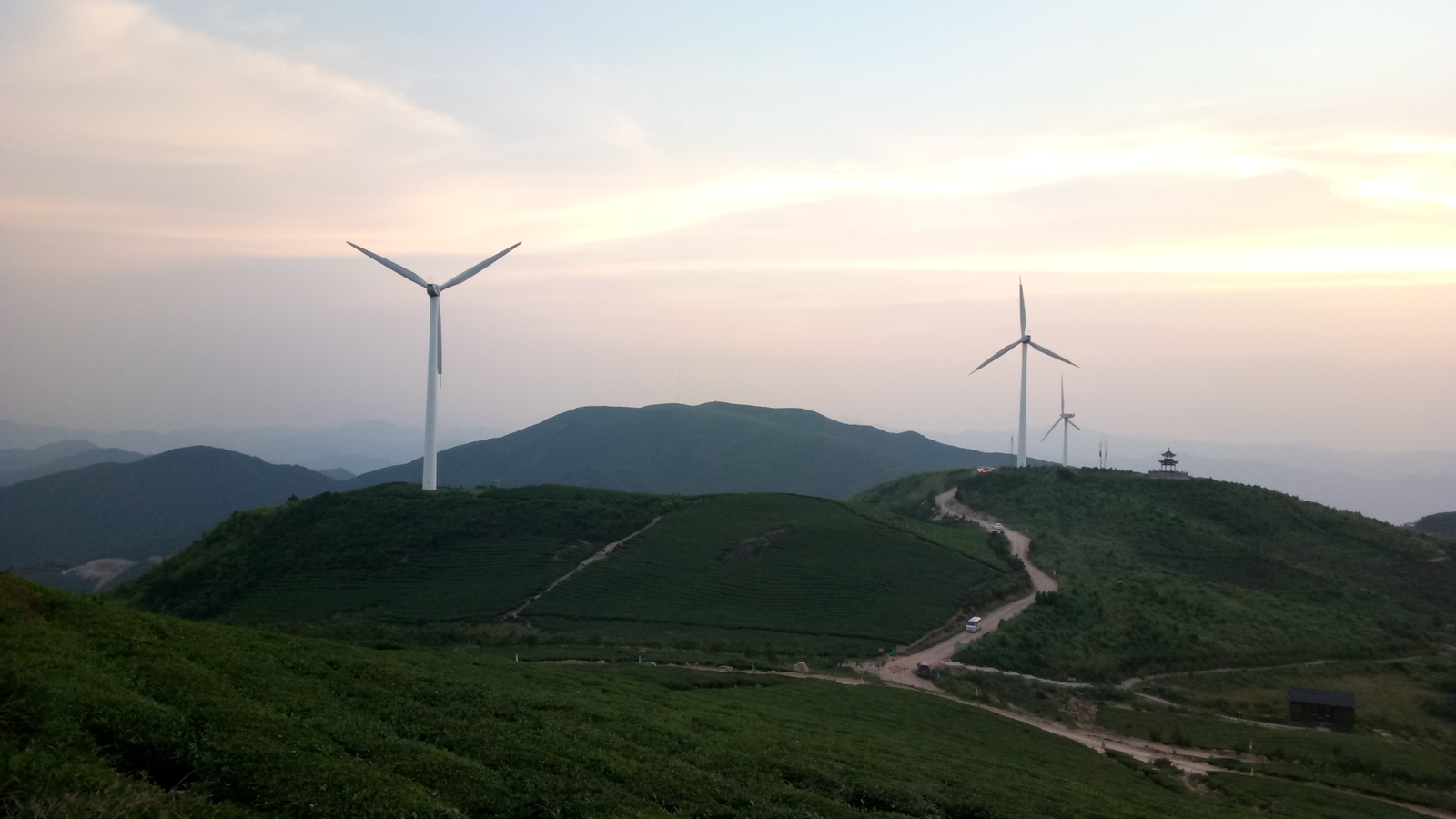 Mountains in Zhejiang province, China - My, China, The mountains, Windmill, Tea, Wind generator