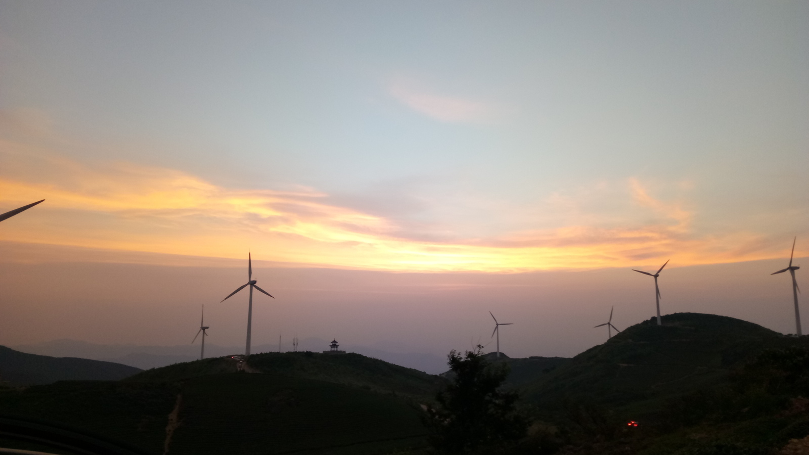 Mountains in Zhejiang province, China - My, China, The mountains, Windmill, Tea, Wind generator