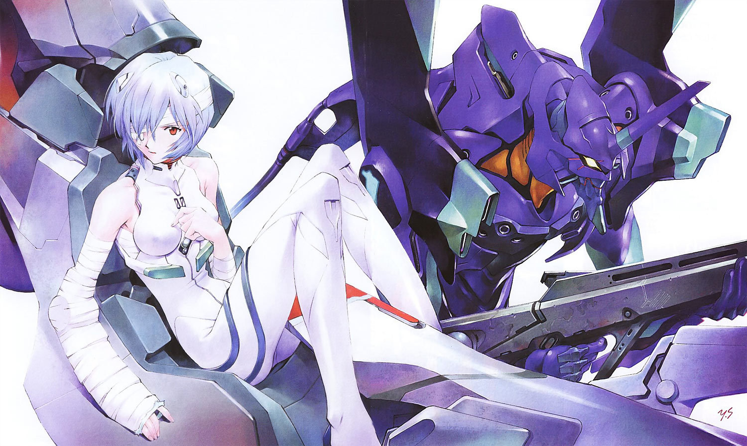 Rei Ayanami and EVA 01 - Evangelion, Anime, Art