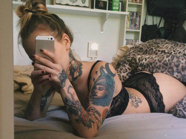 Selfies of girls with tattoos - NSFW, Selfie, Girls, Tattoo, Longpost