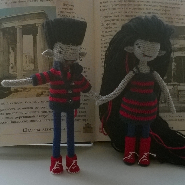 Marceline and Marshall Lee from Adventure Time. - My, Adventure Time, Marceline, Marshal Lee, Amigurumi, Doll, Creation, Vampires, Marceline