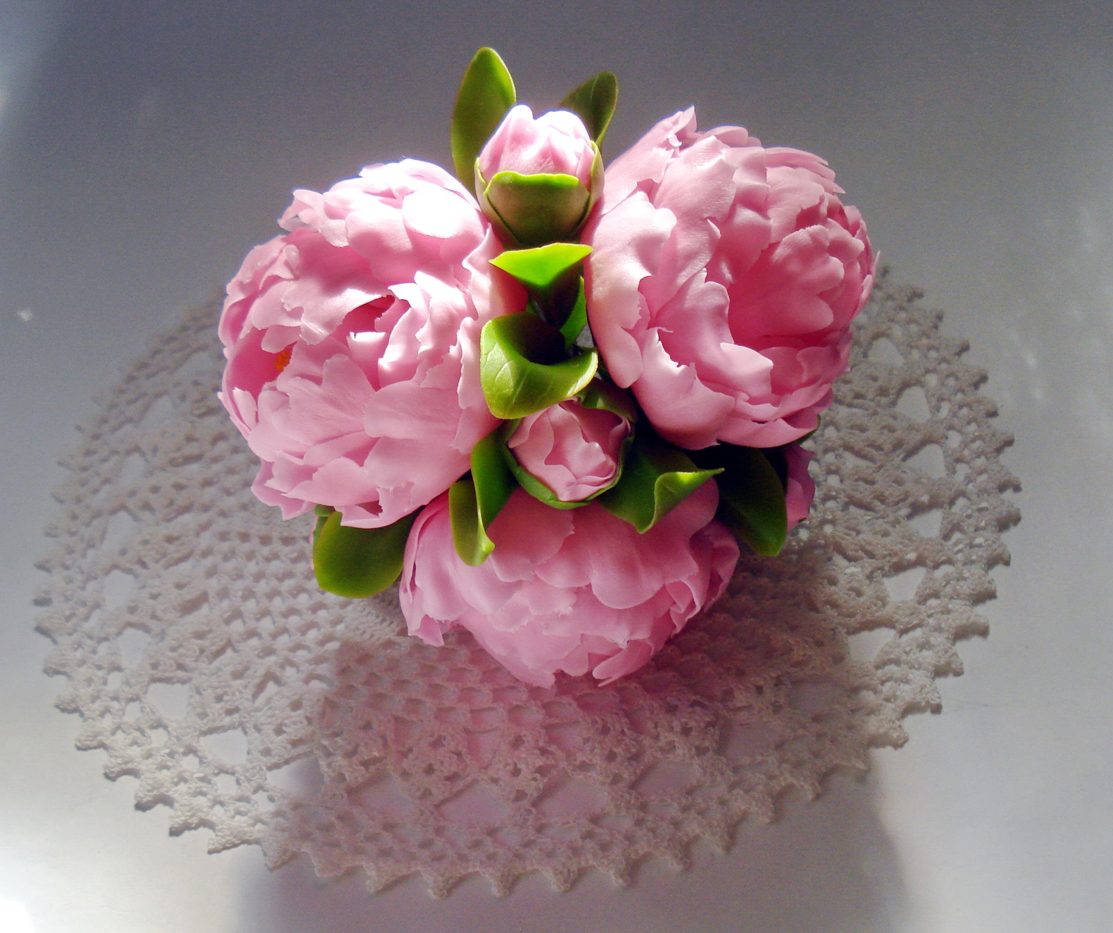 Bouquet with peonies - My, , Bouquet, Peonies, Hobby, Polymer floristry, Longpost